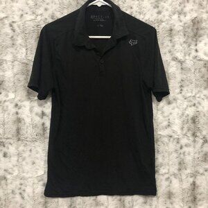 FOX Racing Tech Active Polo Shirt Mens Small Black Cotton Blend Short Sleeve